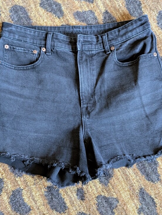 American Eagle Outfitters Pants - American Eagle High Rise Stretch Boyfriend Black Distressed Denim Shorts Women 6
